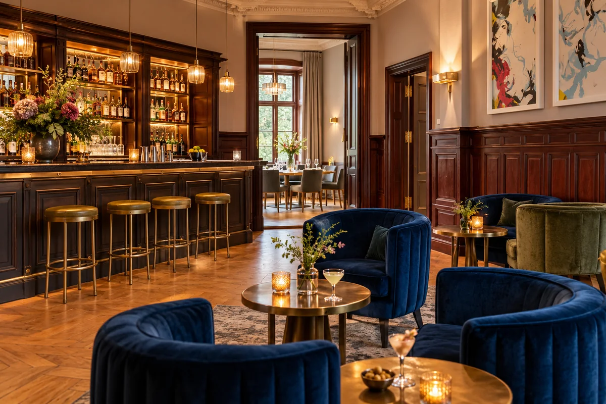 Bar und Lounge als Arbeitsumfeld im Schloss Reichenow