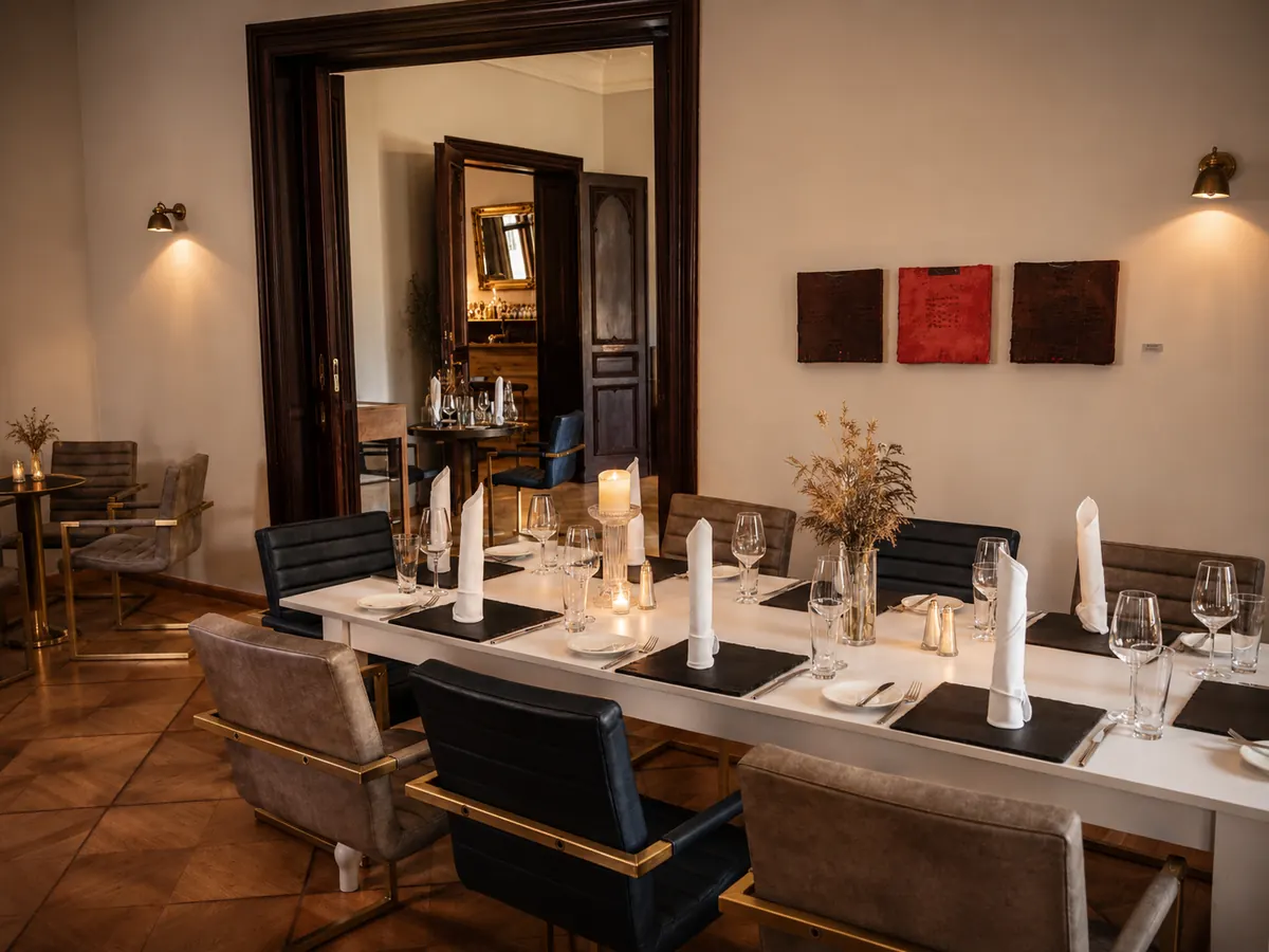 Stilvolles Restaurantdetail für Hochzeiten im Schloss