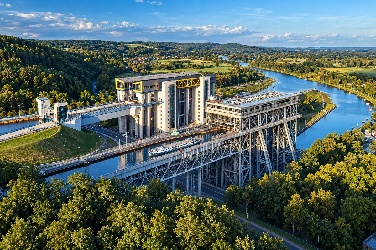 Schiffshebewerk Niederfinow aus der Luft